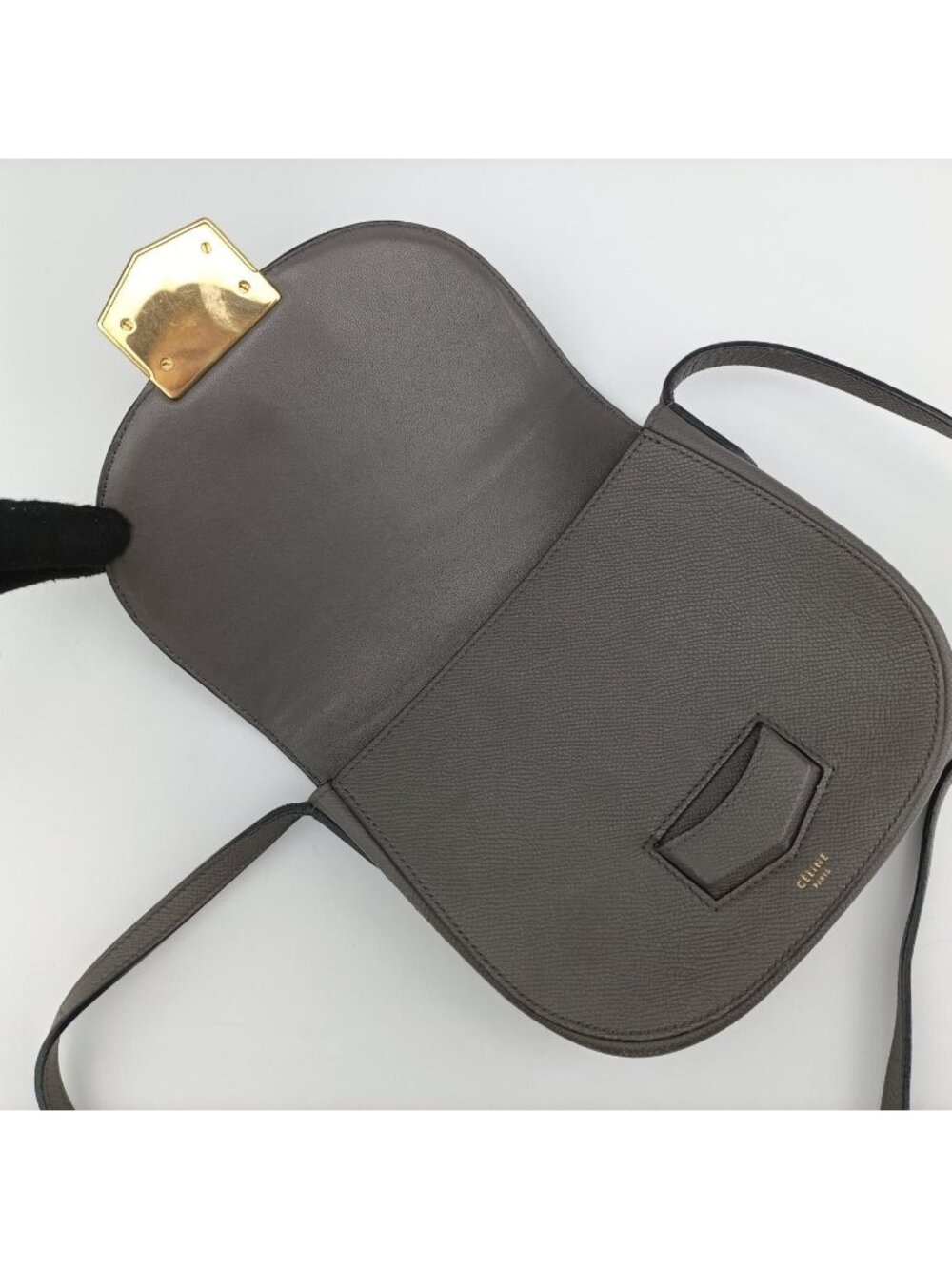 ★SOLD★ Celine Trotter Compact Gray Leather Messenger Bag - Picture 13 of 15